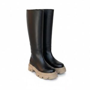 Alohas Katiuska Leather Knee High Platform Boots EU 39 Lug Sole Goth Minimalist